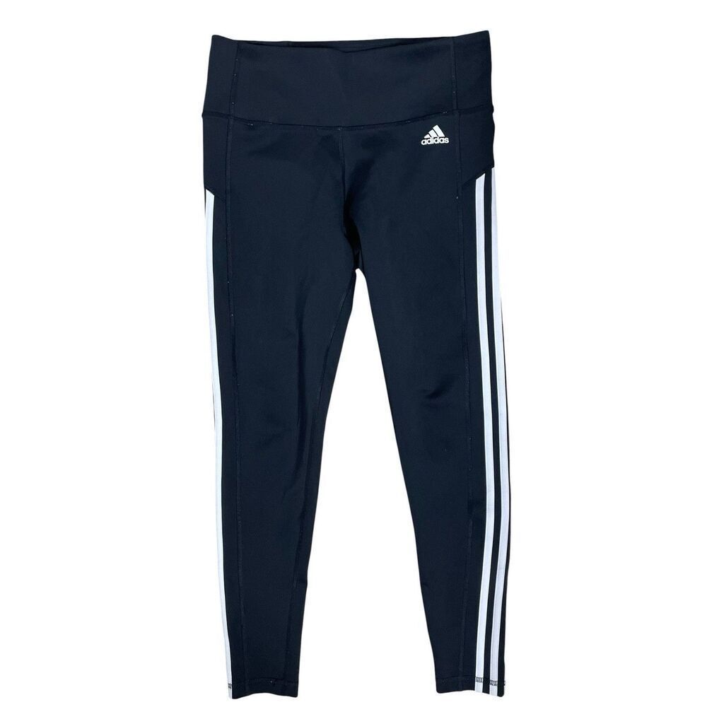 Adidas Climalite Black 3 Stripe High Rise Leggings Women’s Medium M Workout
